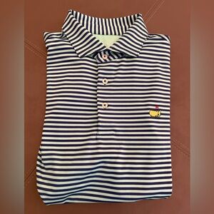 Masters Tech Mint Green and Blue Striped Polo Mens Medium